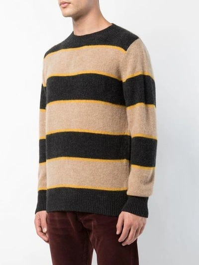 Shop The Elder Statesman Striped Knit Sweater - Grey