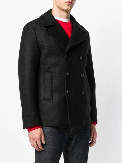 Shop Hydrogen Double Breasted Peacoat - Black