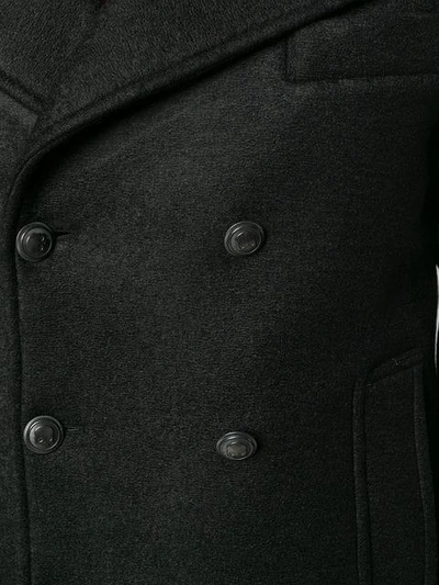 Shop Hydrogen Double Breasted Peacoat - Black