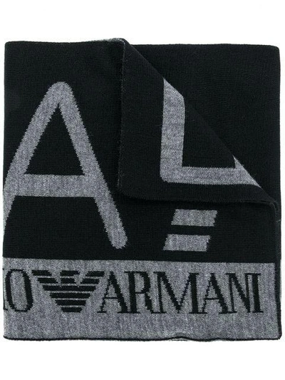 Shop Ea7 Emporio Armani Logo Stamp Scarf - Black