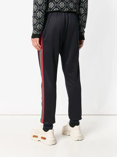 Shop Gucci Sylvie Web Appliqué Sweatpants In Blue
