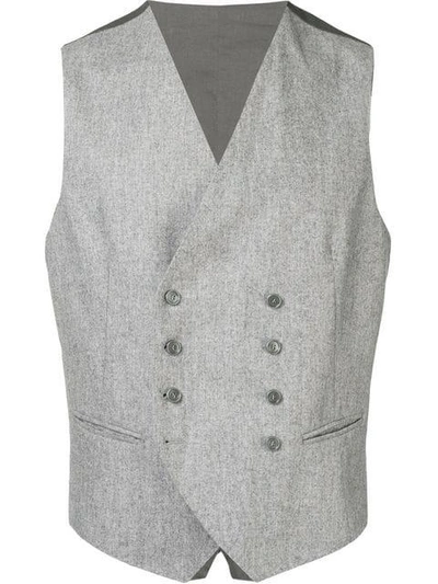 Shop Tagliatore Double Breasted Waistcoat - Grey