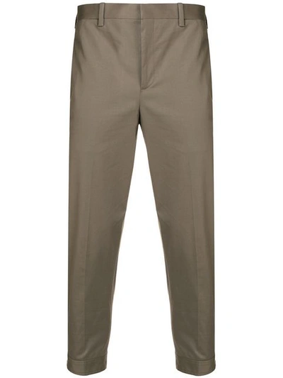Shop Neil Barrett Cropped Tailored Trousers - Neutrals