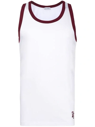 Shop Dolce & Gabbana Logo Vest Top In W0800 Optical White