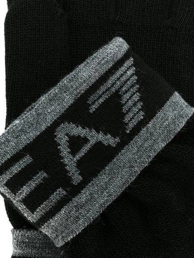Shop Ea7 Emporio Armani Logo Cuff Gloves - Black