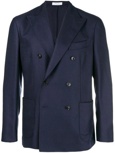 Shop Boglioli Double Breasted Blazer - Blue