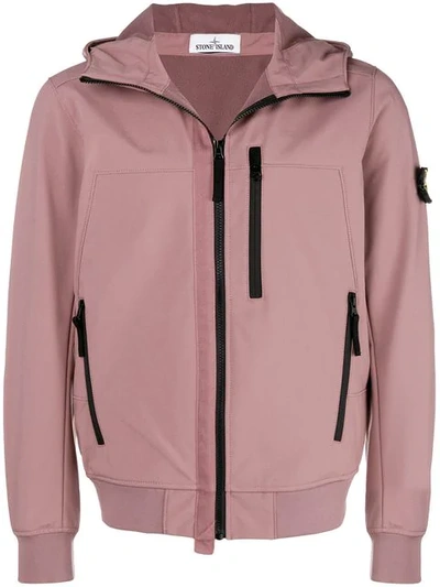 Shop Stone Island Hooded Jacket - Pink