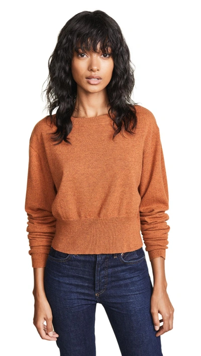 Shop Autumn Cashmere Crop Boatneck Cashmere Sweater In Spice