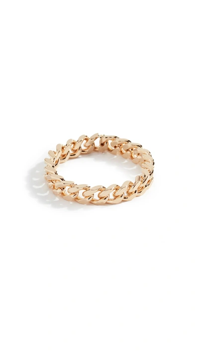 Shop Cloverpost Large Curb Chain Ring In Yellow Gold