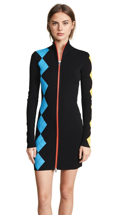 Shop Diane Von Furstenberg Mock Neck Mini Dress In Black Multi