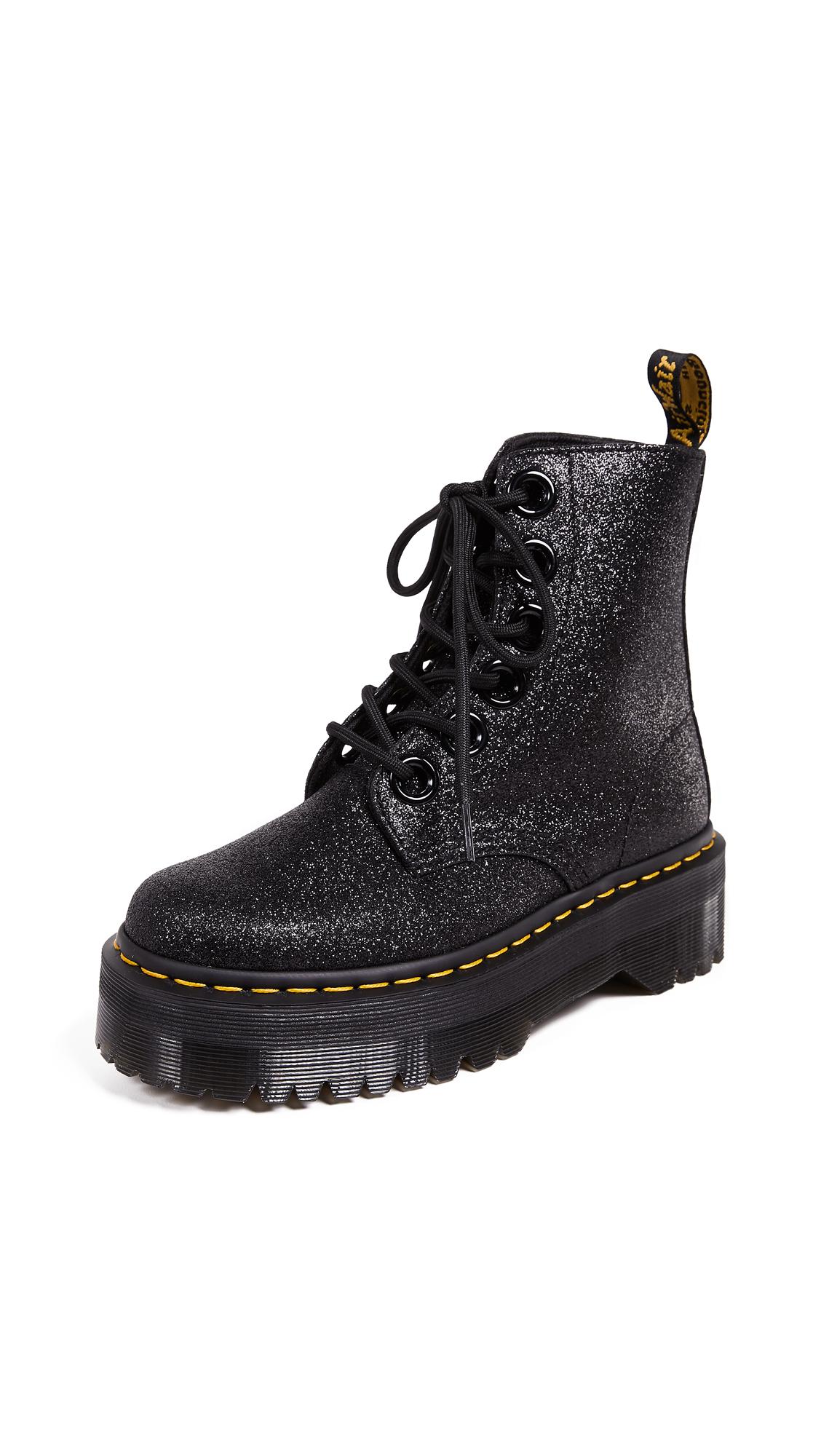 Dr. Martens Molly Glitter 6 Eye Boots In Black | ModeSens