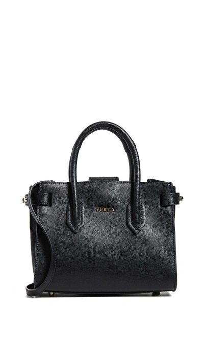 Shop Furla Pin Mini Tote In Onyx