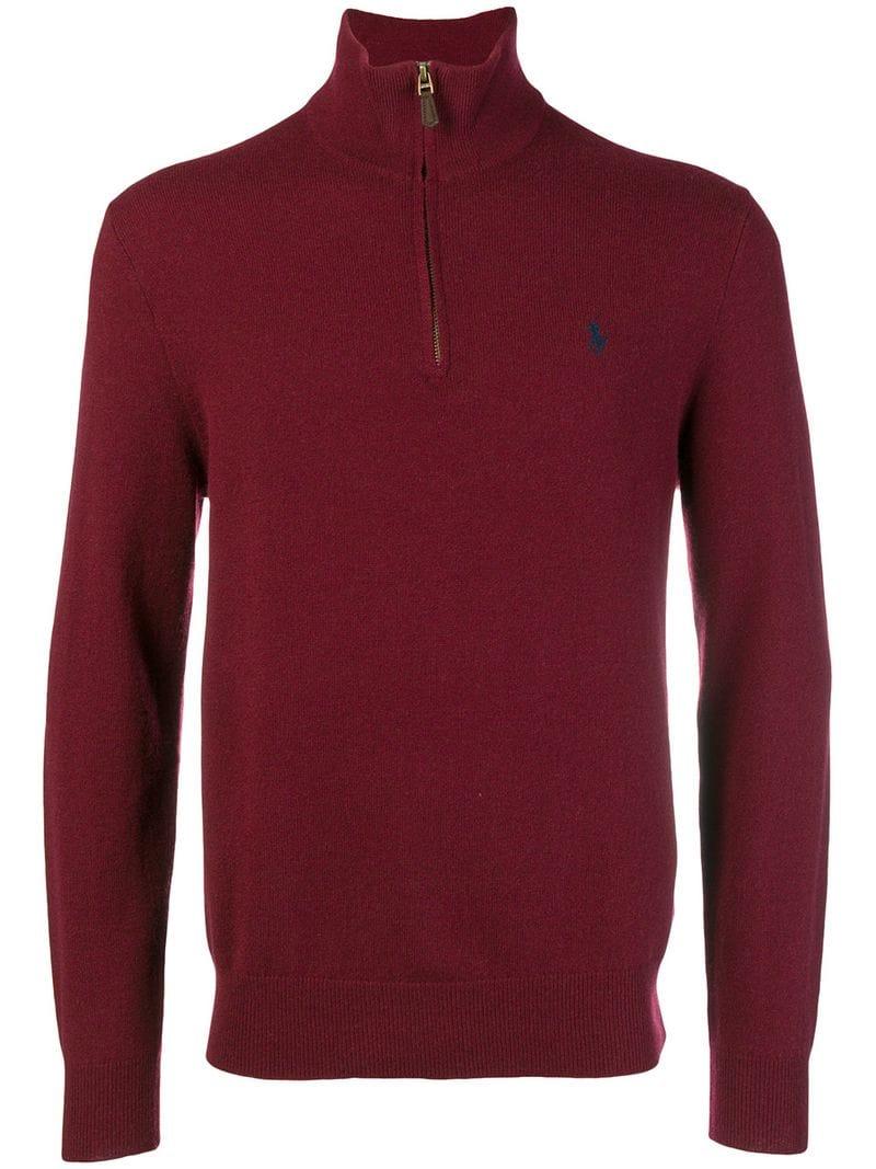 Polo Ralph Lauren Men's Textured Half-zip Sweater In Red | ModeSens