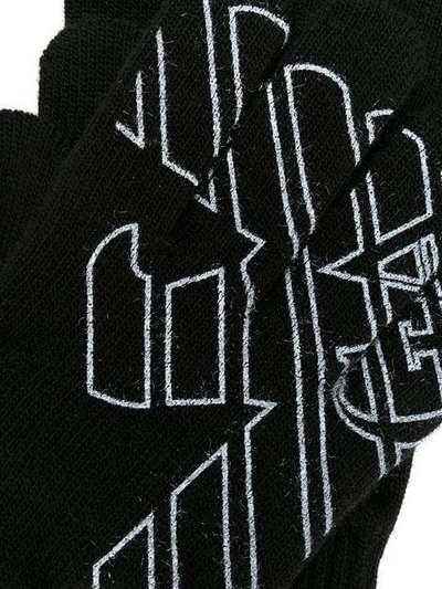 Shop Ea7 Emporio Armani Logo Gloves - Black
