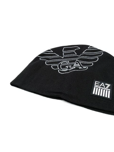 Shop Ea7 Logo Knit Cap In Black
