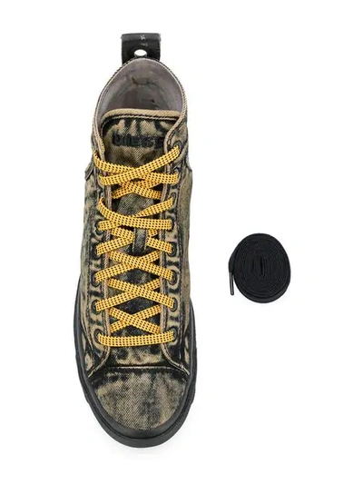 Shop Diesel Washed Out High Top Sneakers In Black