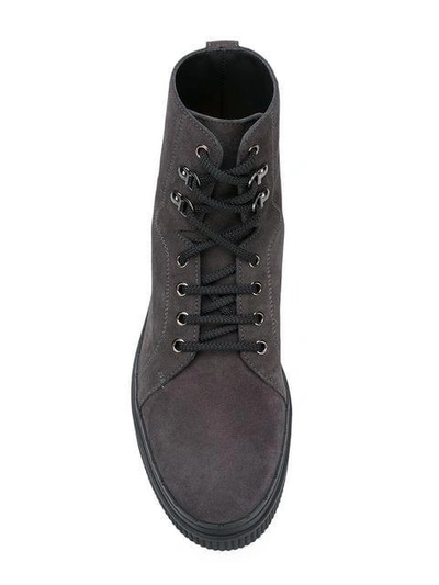 Shop Tod's Lace Up Boots In Grey