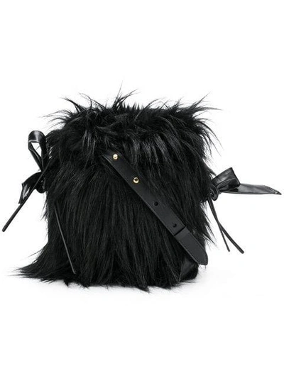 Shop Simone Rocha Faux Fur Bucket Bag In Black