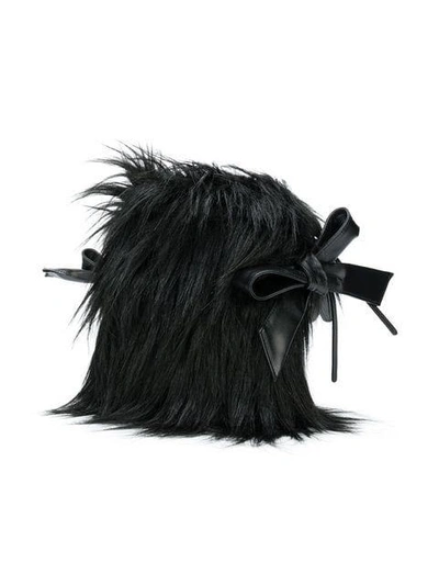 Shop Simone Rocha Faux Fur Bucket Bag In Black