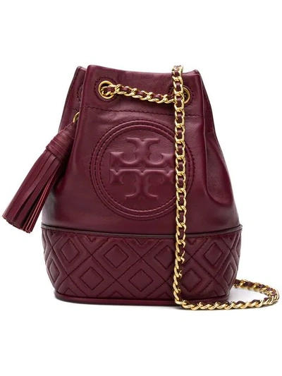 Shop Tory Burch Fleming Bucket Bag - Red