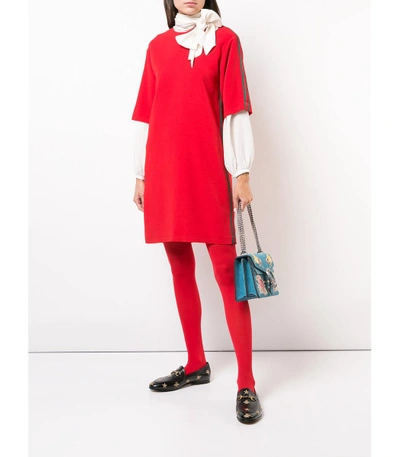 Shop Gucci Web Tunic Dress In Red