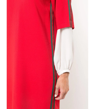 Shop Gucci Web Tunic Dress In Red