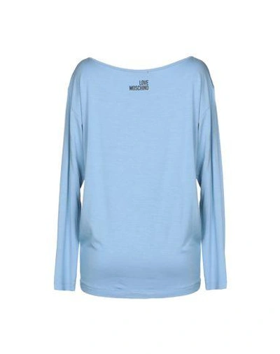 Shop Love Moschino T-shirts In Sky Blue