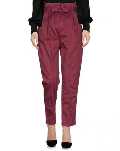Shop Twinset Casual Pants In Maroon
