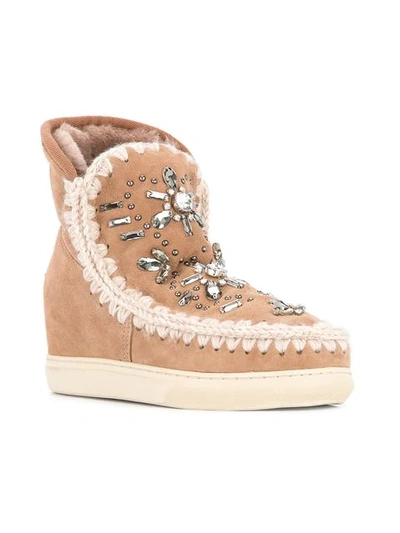 Shop Mou Embellished Snow Boots In Pink