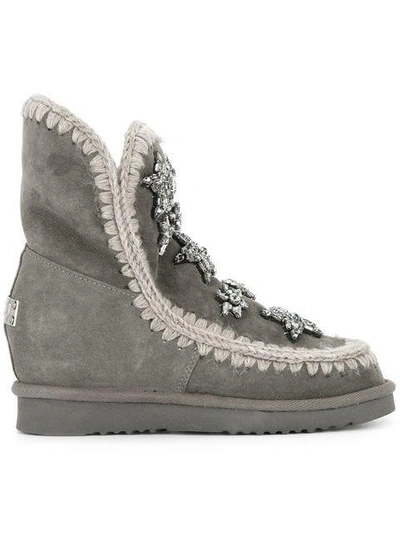 Shop Mou Embellished Snow Boots - Grey