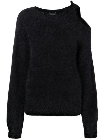 Shop Emporio Armani Bow Knit Jumper - Black