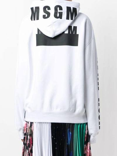 Shop Msgm Front Printed Logo Hoodie - White