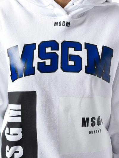 Shop Msgm Front Printed Logo Hoodie - White