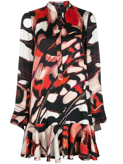 Shop Alexander Mcqueen Printed Flared Dress In Neutrals