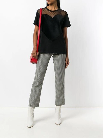 Shop Red Valentino Sheer-panel T-shirt - Black