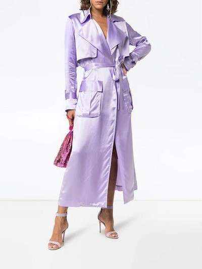 Shop Michael Lo Sordo Belted Silk Trench Coat - Pink