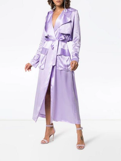 Shop Michael Lo Sordo Belted Silk Trench Coat - Pink