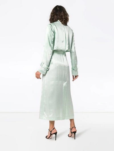 Shop Michael Lo Sordo Belted Silk Trench Coat In Green