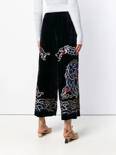 Shop P.a.r.o.s.h . Sequin Embroidery Straight Trousers - Blue