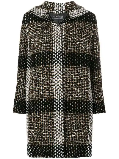 Shop Gianluca Capannolo Knitted Check Coat - Neutrals