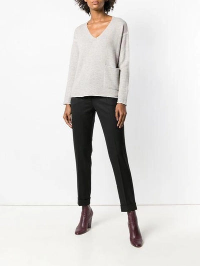 Shop Lamberto Losani Long-sleeve Fitted Sweater - Neutrals