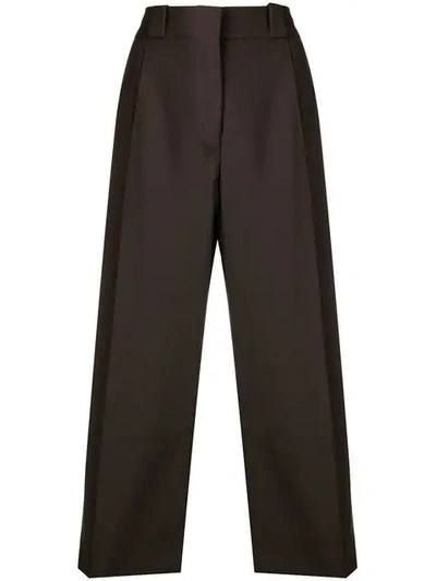 Shop Marni Flared Cropped Trousers - Brown