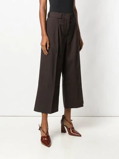 Shop Marni Flared Cropped Trousers - Brown