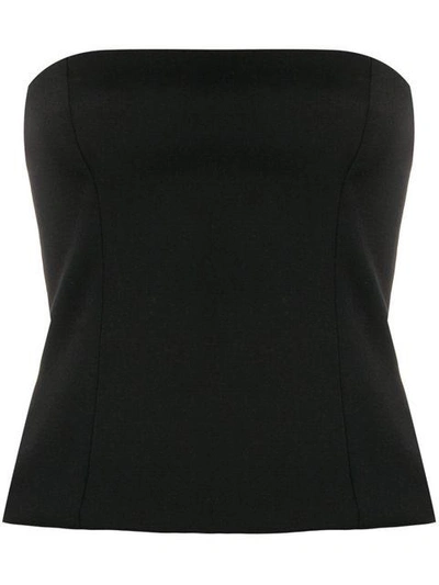 Shop Versace Fitted Strapless Top In Black