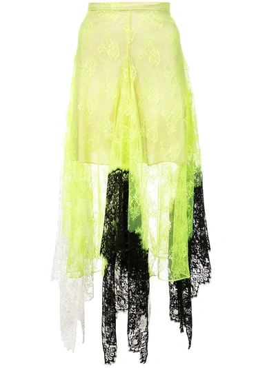 Shop Christopher Kane Asymmetric Lace Maxi Skirt - Yellow