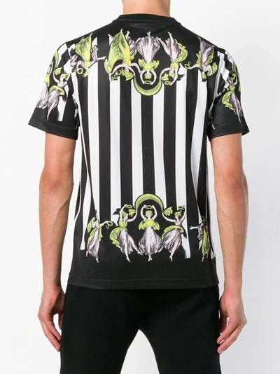 Shop Versace Printed Striped T-shirt - Black