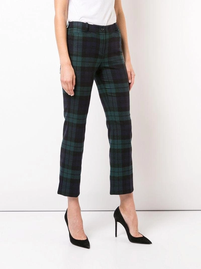 Shop Michael Kors Collection Tartan Flannel Cropped Trousers - Green