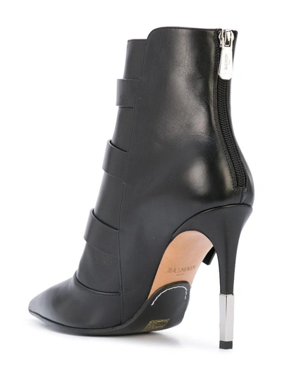 Shop Balmain Stiletto Buckled Ankle Boots - Black