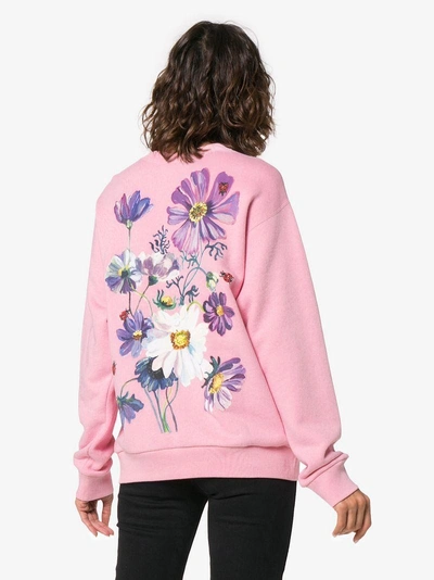 Shop Gucci Logo Bambi Print Cotton Sweatshirt - Pink & Purple