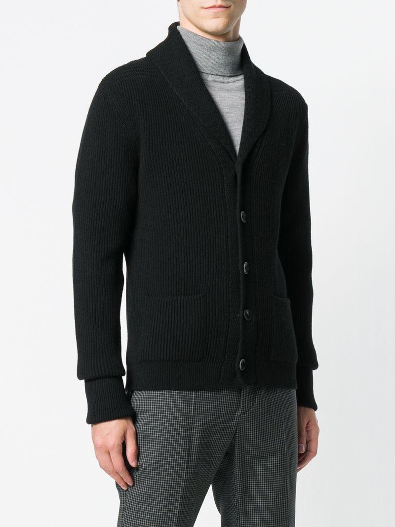Tom Ford Ribbed Cashmere Cardigan In Black | ModeSens